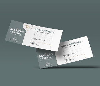 Level One Reward: A Makers Trail $15 Gift Certificate.